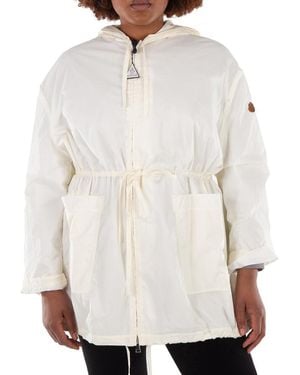 Moncler Hooded Logo-Patch Rain Jacket, Brand Size 1 - White