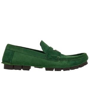 Ferragamo Gancini-Plaque Round-Toe Loafers - Green