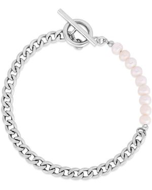 Tresorra Sterling Pearl Curb Toggle Bracelet - Metallic