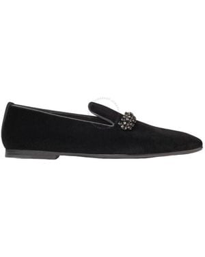 Jimmy Choo Bing Crystal-Embellished Velvet Loafers - Black