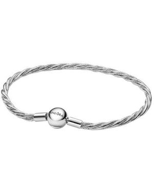 PANDORA Ladies Round Clasp Twisted Snake Chain Bracelet - Metallic