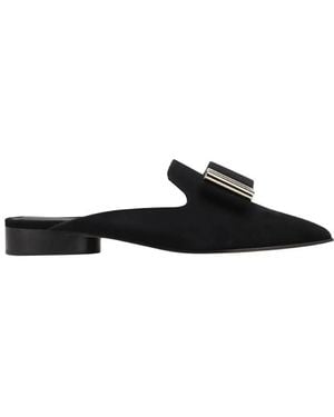 Ferragamo Lea Suede Slip-On Mules - Black
