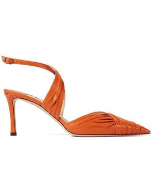 Jimmy Choo Basil 75 Pointed-Toe Slingback Court Shoes, Brand Size 40 Us - Brown