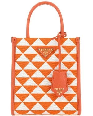 Prada Embroidered Fabric Micro Symbole Handbag - Orange