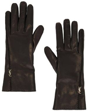 Saint Laurent Leather Gloves - Black