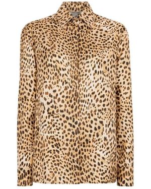 Roberto Cavalli Cheetah Print Silk Shirt, Brand Size 38 Us - Natural