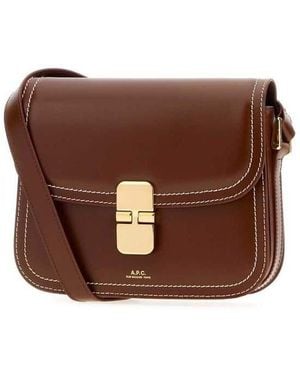 A.P.C. Chocolate Leather Small Grace Crossbody Bag Noisette Borse A Mano - Brown
