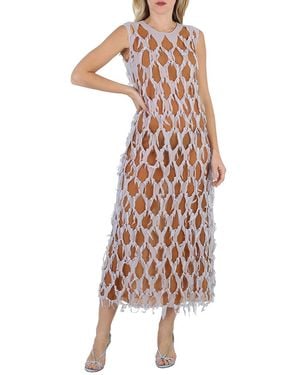 Maison Margiela Ladies Light Sky Cut-Out Silk-Blend Dress - Pink