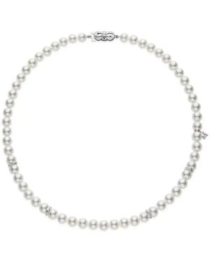 Mikimoto 7.5-8Mm Akoya Pearl & Diamond Rondell Necklace - Metallic