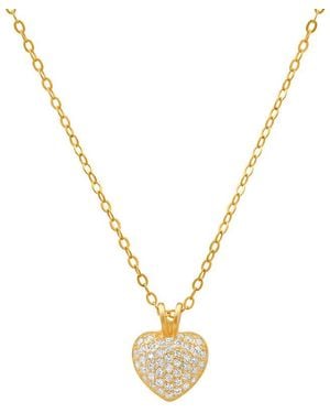 Kylie Harper 14K Over Over Tiny Puffed Cz Heart Pendant - Metallic