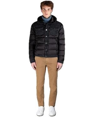 Moorer Quilted Jacket With Denim Accents - Black