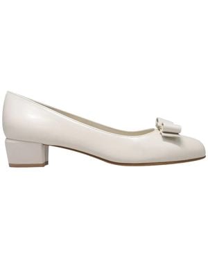 Ferragamo Ferragamo Leather Court Shoes - Natural