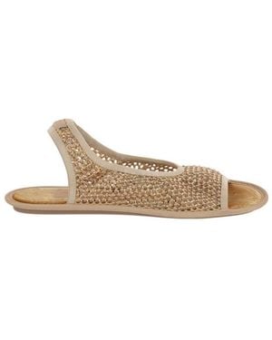 Ferragamo Ferragamo Anio Crystal Embellished Slingback Sandals - Natural
