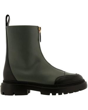 Bally Giuli Leather Zipped Ankle Boots, Brand Size 40 Us - Green