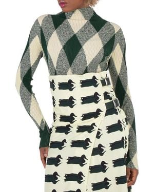 Burberry High-Neck Argyle Knit Sweater - Green