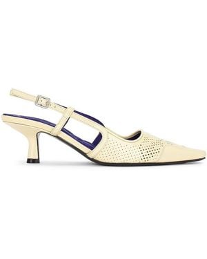 Burberry Chisel Leather Slingback Court Shoes, Brand Size 37 Us - Natural