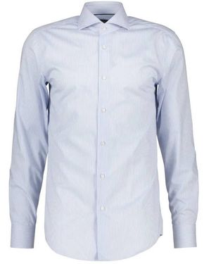 BOSS H-Hank Striped Cotton Twill Slim-Fit Shirt, Brand Size 40 (Neck - Blue