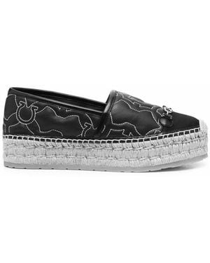 Ferragamo Gancini Logo-Embroidered Espadrilles - Black
