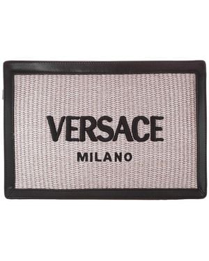 Versace Milano Raffia Clutch Bag - Metallic