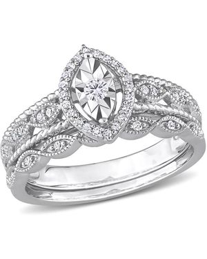 Amour 1/ Ct Tw Diamond Oval Halo Bridal Ring Set - Metallic