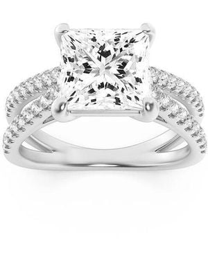 Mure And Co 2Ctw Princess Shaped Lab Grown Diamond (F/Vs) Cross Shank Accented Engagement Ring - White