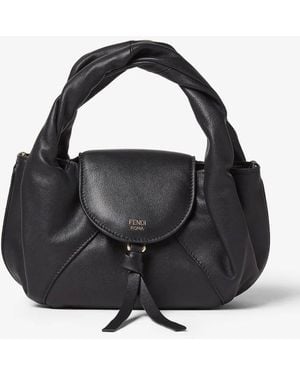 Fendi Spy Mini Roma Logo Leather Bag - Black