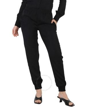 Moschino Ladies Allover Logo Viscose Twill Joggers - Black