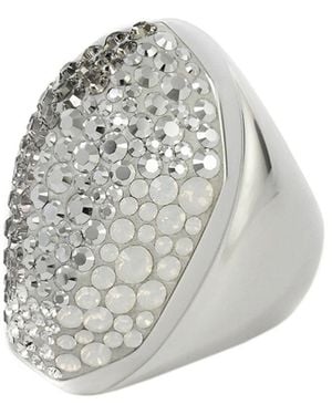 Swarovski Open Box Rhodium Plated Kinshasa Ring, Size 55 - Gray