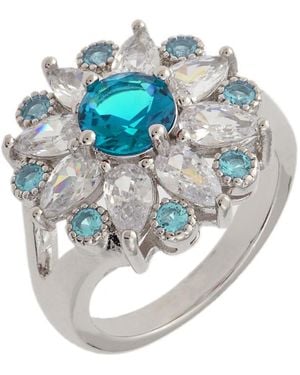 Bertha Juliet Collection 's 1k Wg Plated Light Blue Floral Statement Fashion Ring - Metallic