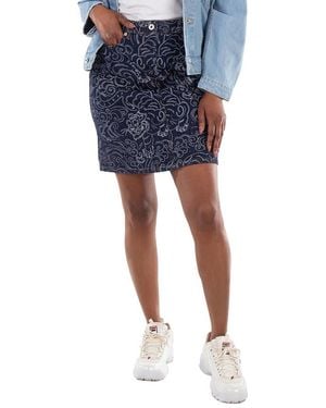 KENZO All-Over Print Denim Skirts - Blue