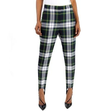 Burberry Tartan Wool High-Waisted Stirrup Trousers - Blue