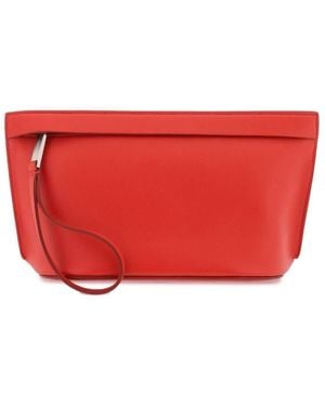 Ferragamo Leather Zip Pouch - Red
