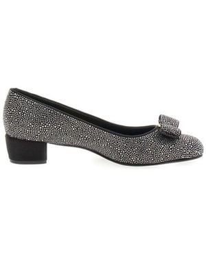 Ferragamo Crystal Embellished Vara Bow Pumps - Brown