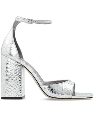 Paris Texas Fiona Embossed Leather Sandals - White