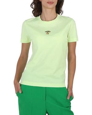 Stella McCartney Ladies Washed Neon Mushroom Embroidery T-Shirt, Brand Size 38 (Us - Green