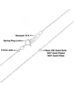 Haus of Brilliance Solid 10K 0.5Mm Rope Chain Necklace. Chain - Metallic