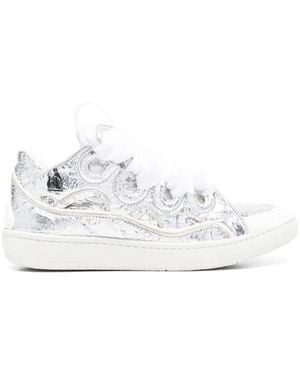 Lanvin Curb Metallic Leather Trainers - White