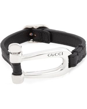 Gucci Stirrup Motif Horsebit Symbols Bracelet - Black