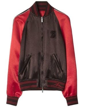Burberry B Snake Satin Bomber Jacket - Red