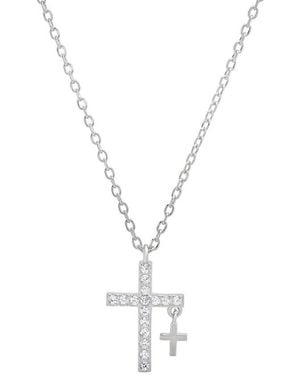 Kylie Harper Sterling Cz Double Cross Pendant - Metallic
