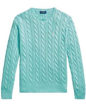 Polo Ralph Lauren Cotton Cable Crew Knit Sweater - Blue
