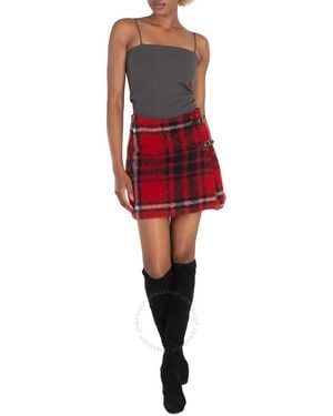 Polo Ralph Lauren Plaid-Check High-Waist Mini Skirt, Brand Size 6 (Us - Red