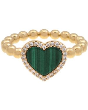 Apm Monaco Beads Heart Ring - Green