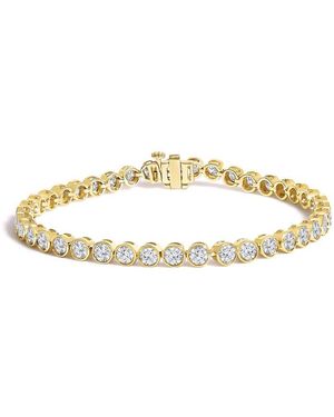 Haus of Brilliance 10K 8.0 Cttw Bezel Set Round Diamond Tennis Bracelet - Metallic