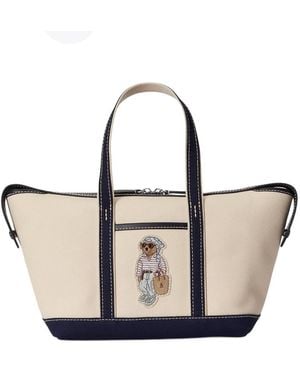 Polo Ralph Lauren Polo Bear Canvas Shopper Tote Bag - Brown