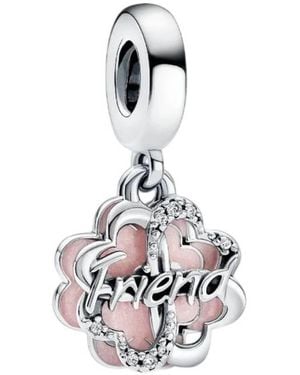 PANDORA Sterling Clover Friendship Double Dangle Charm - White