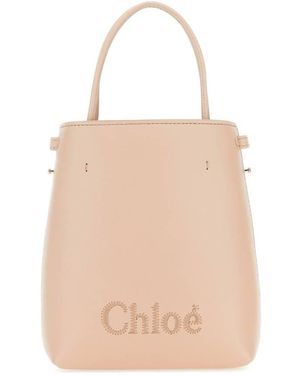 Chloé Micro Sense Leather Tote Bag - Natural
