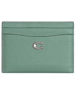 COACH Signature Leather Card Case - Green