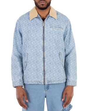 Gcds Monogram Denim Harrington Jacket - Blue