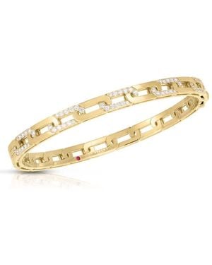 Roberto Coin 18K Navarra Diamond Accents Slim Bangle - Metallic
